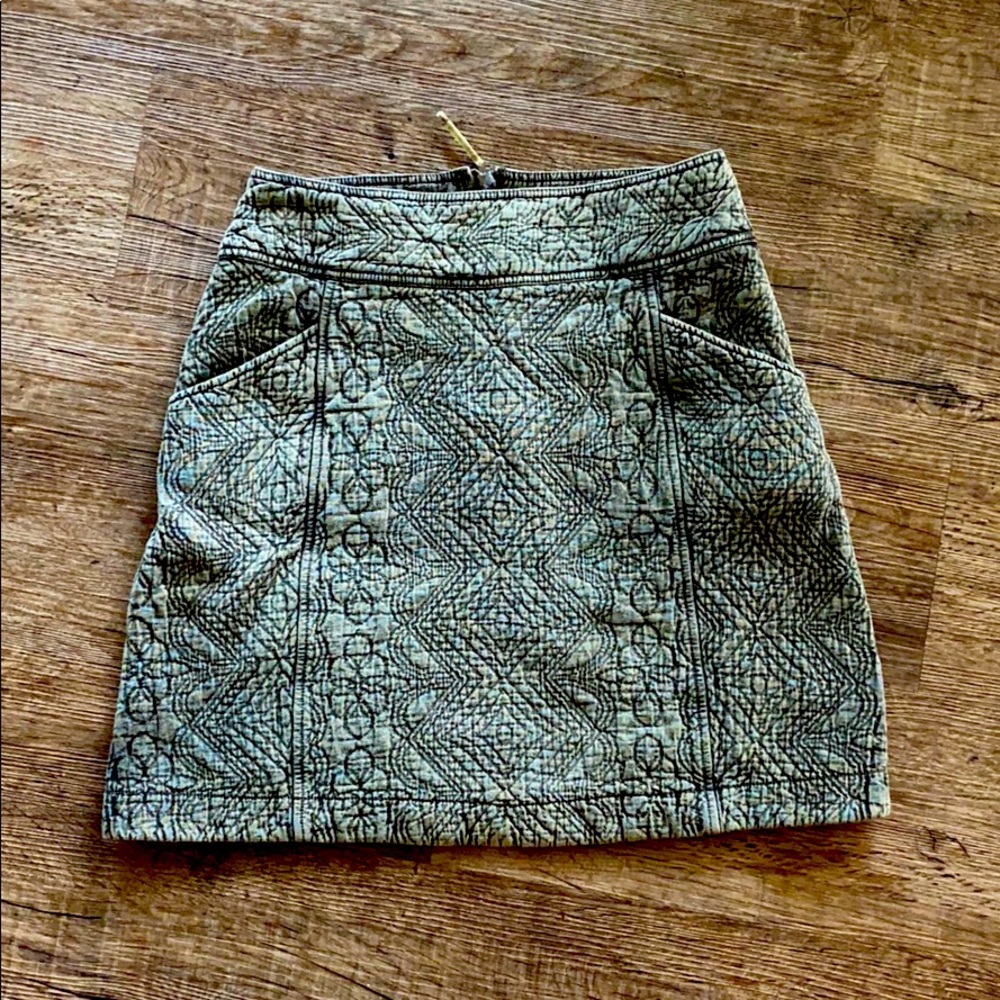 Anthropologie Green Quilt Skirt Size 6